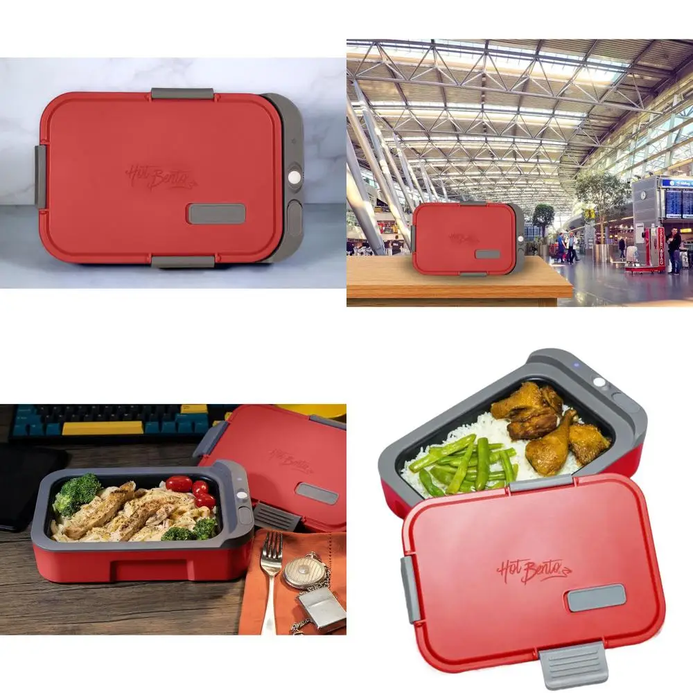 

Портативный электрический ланч-бокс — беспроводной, с подогревом еды для работы, путешествий, на открытом воздухе ярко-красного цвета