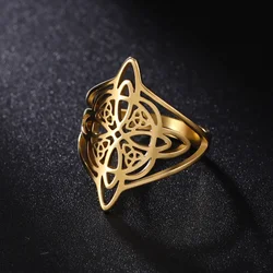 Dreamtimes Witch Knot Ring for Women Stainless Steel Bar Rings Celtic Quaternary Witchcraft  Ring Amulet Christmas Gift Jeweller