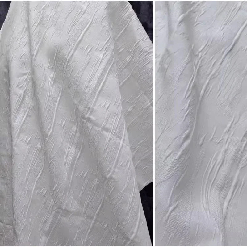 

Ткань жаккардовая с принтом «Белая кора», с эффектом морщин, для дизайнерской одежды, шитья своими руками, оптом