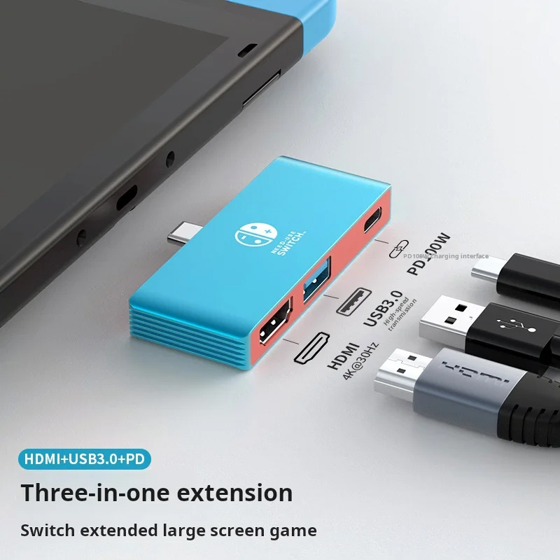 3 in 1 Portable Multi-function Adapter Type C to HDMI-Compatible PD 4K 30HZ Hub USB C Docking Station HD For Nintendo Switch