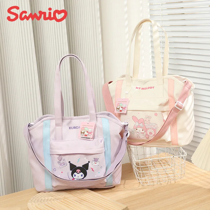 Anime Sanrio Hello Kitty Kuromi torby na ramię Hangyodon torba Crossbody kreskówka o dużej pojemności dziewczęce serce torba do przechowywania