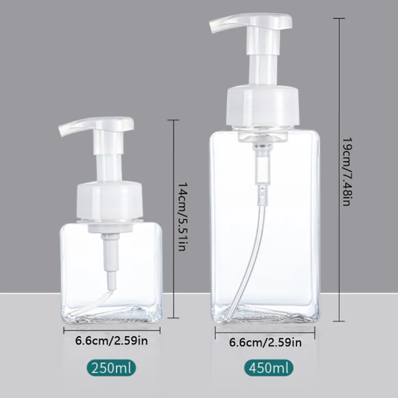 Facial Cleanser Espuma Dispenser, Garrafa De Bomba De Plástico, Mini Garrafa Vazia, Recarregável para Viagens, Limpeza De Cosméticos, Mousse, 250 ml, 450ml