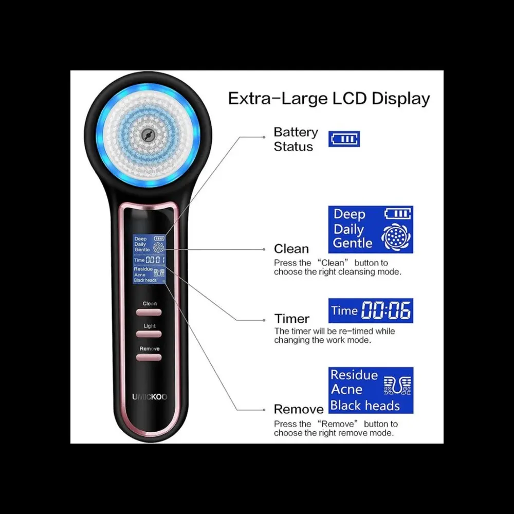 2 في 1 IPX7 مقاوم للماء سيليكون تدور فرشاة LED الدورية فراغ لإزالة الرؤوس السوداء سونيك الموقت أداة تنظيف الوجه الوجه الشفاه