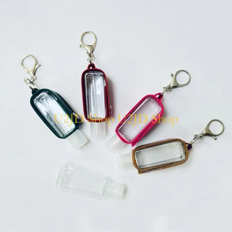 

U2JD Plastic Clear Bottle with for Key Chain Refillable Hand Sanitizer Squeeze Holder