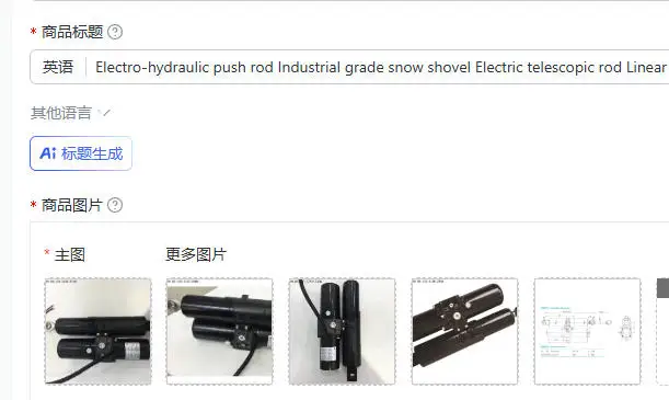 Industrial Grade Electro-hydraulic Push Rod for Snow Shovel, Electric Telescopic Rod, DC Linear Motor, Mechanical Lifting