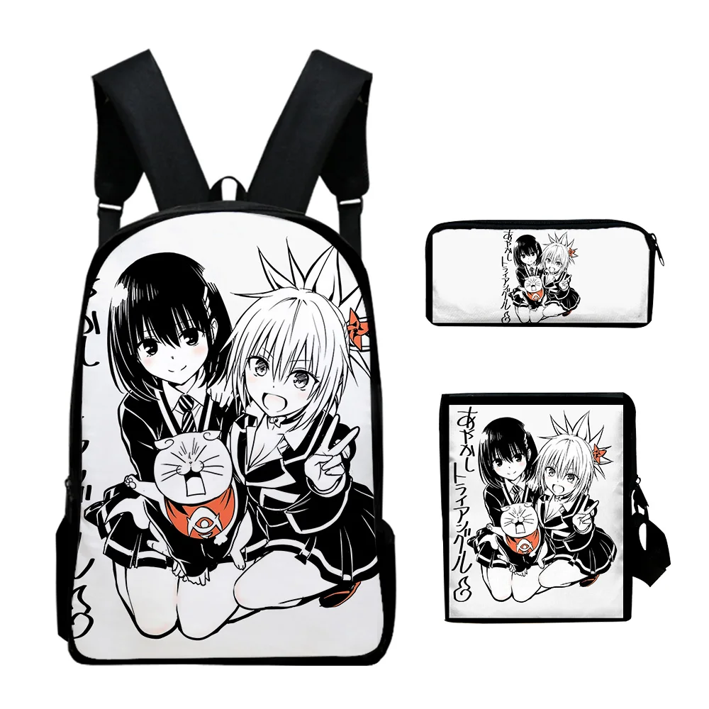 

Luxury Ayakashi Triangle Anime 3D Print 3pcs/Set pupil School Bags Laptop Daypack Backpack Inclined shoulder bag Pencil Case