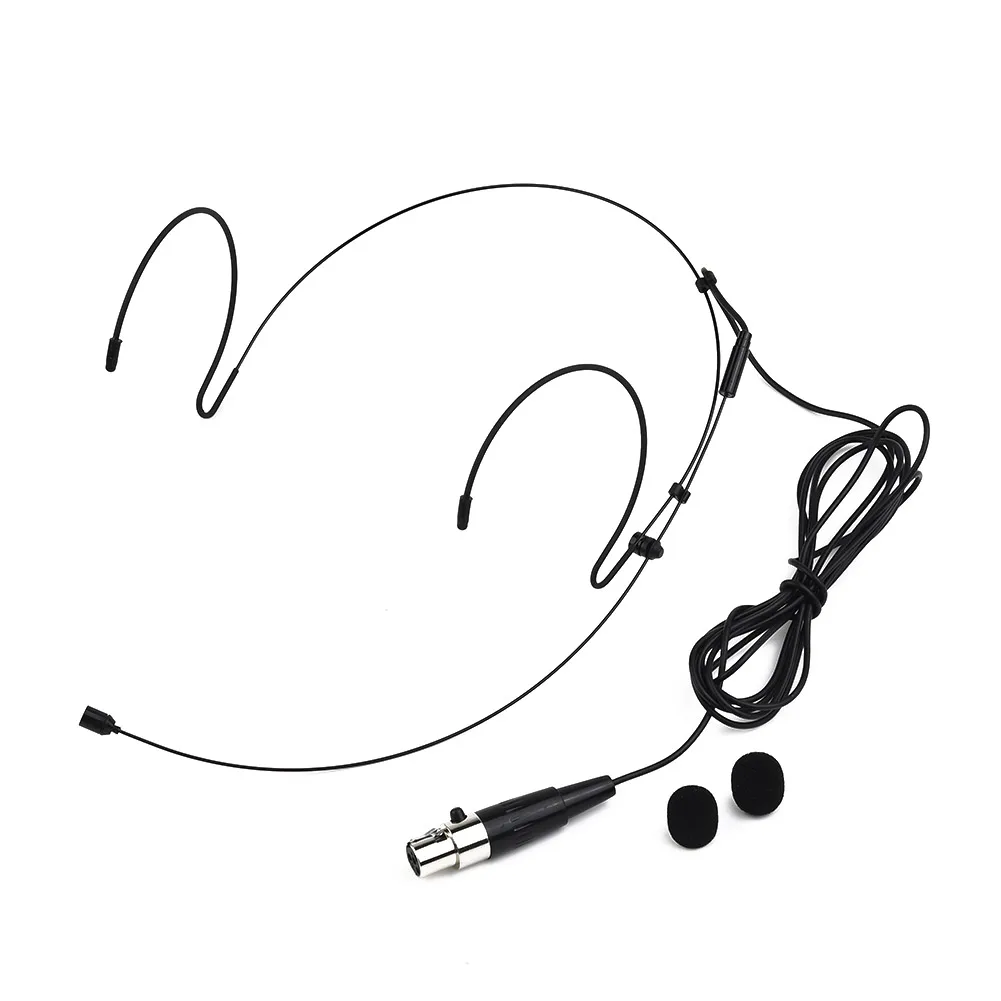 Double Earhook Headset Headworn Microphone With 2* Microphone Cover Omnidirectional Condenser Cartridge For Wireless