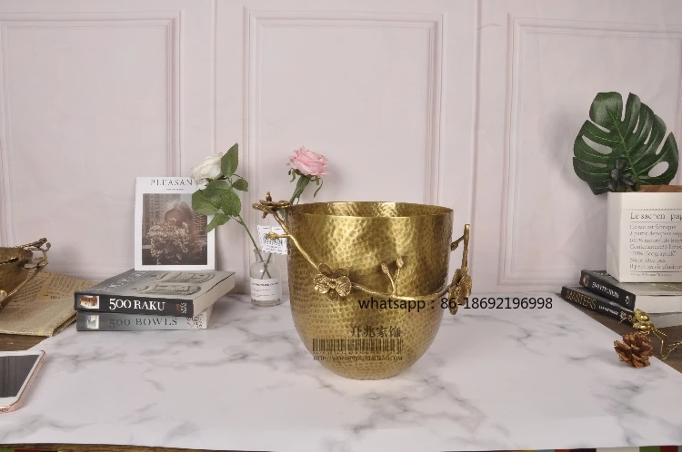 India Imported Pure Copper Brass Neoclassical Style Countertop Vase Vase European American Retro Soft Decoration