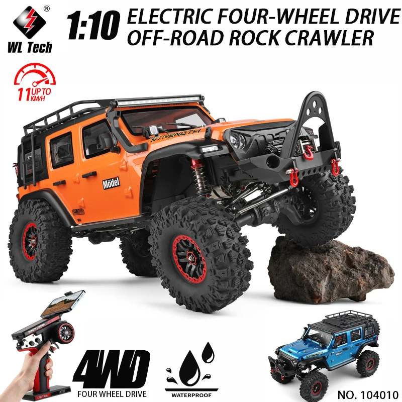 

WLtoys 104010 4WD RC Car With LED Remote Control Car High Speed Drift Monster 4x4 Truck 45 Minutes Battery Climbing Car 1:10