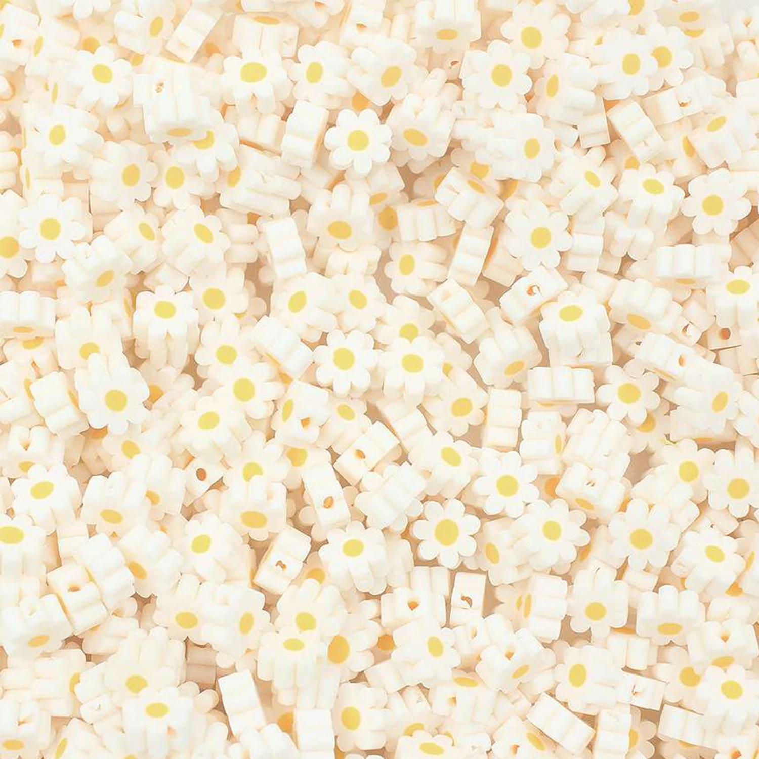 50/100/200pcs 9mm Cute White Daisy Beads Polymer Clay Beads For Jewelry Making DIY Bracelet Necklace Earrings Craft Accessories