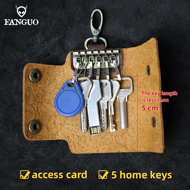 Genuine Leather Personalized Portable Mini- Key Package Fashion Creative Waist Hanging Key Bag Keychain Pouch