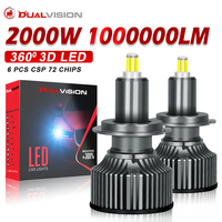 3D 360 H7 H11 H3 LED Headlights 2000W High Power Canbus Led H1 HB3 9005 6000K H8 HB4 9006 H9 9012 HIR2 Turbo Car Lamp Fog Lights