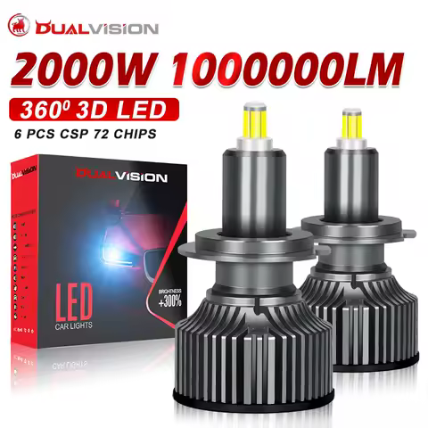 3D 360 H7 H11 H3 LED Headlights 2000W High Power Canbus Led H1 HB3 9005 6000K H8 HB4 9006 H9 9012 HIR2 Turbo Car Lamp Fog Lights