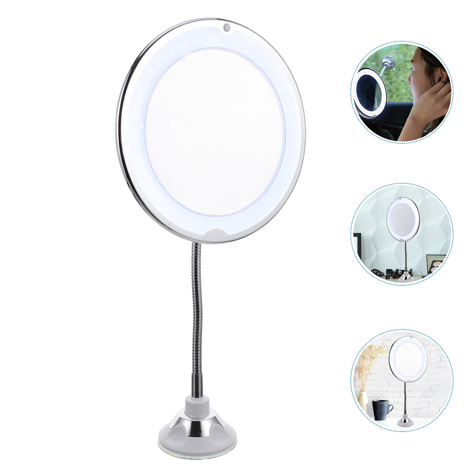 

LED Magnifying Makeup Mirror 10X Rotation Suction Cup Mount for Clear Detail Application in Low Light Conditions