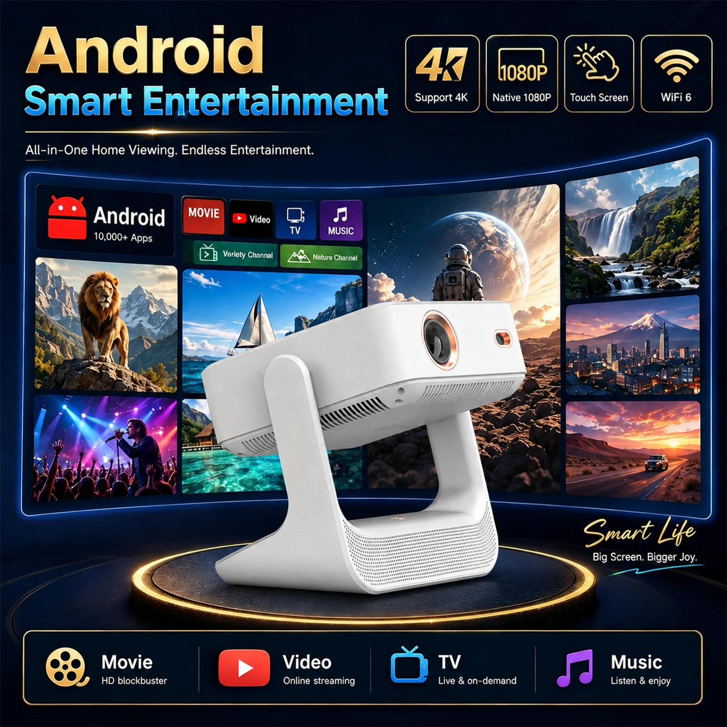 Android 12 7-Zoll-Projektor 4K – Home Cinema Kids Bewertung und Preis