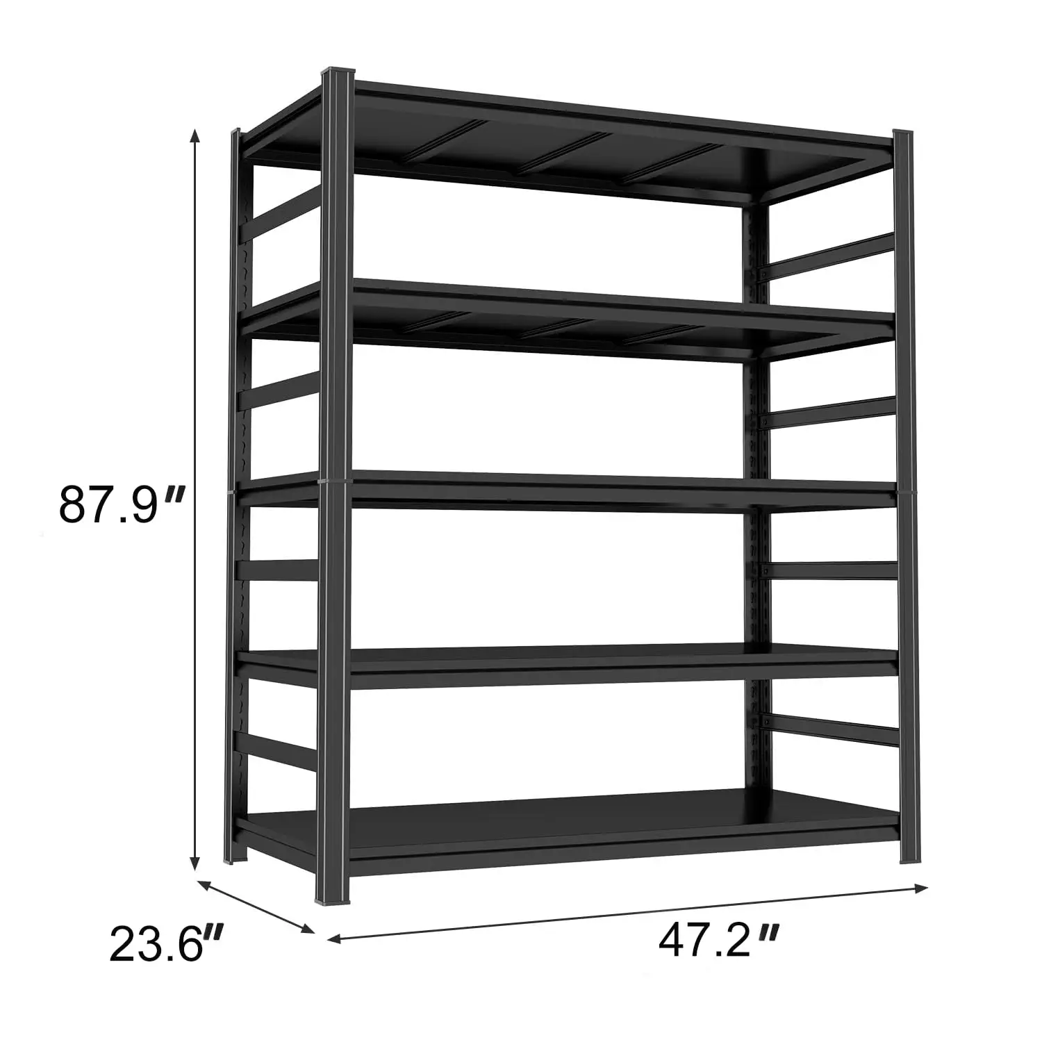5-Tier Metal Wide Adjustable Book Shelf for Small Spaces Home Office Living Room Library 47.2