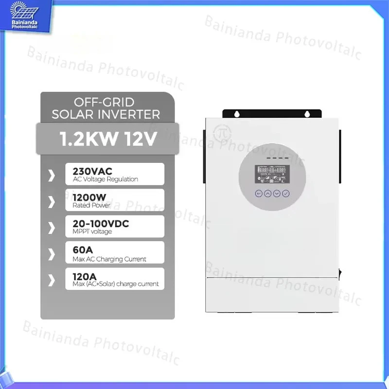 Pure Sine Wave Solar Inverter 1KW 12V Off Grid MPPT Inverter Integrated Inverter Charger Power Supply for Home Solar System