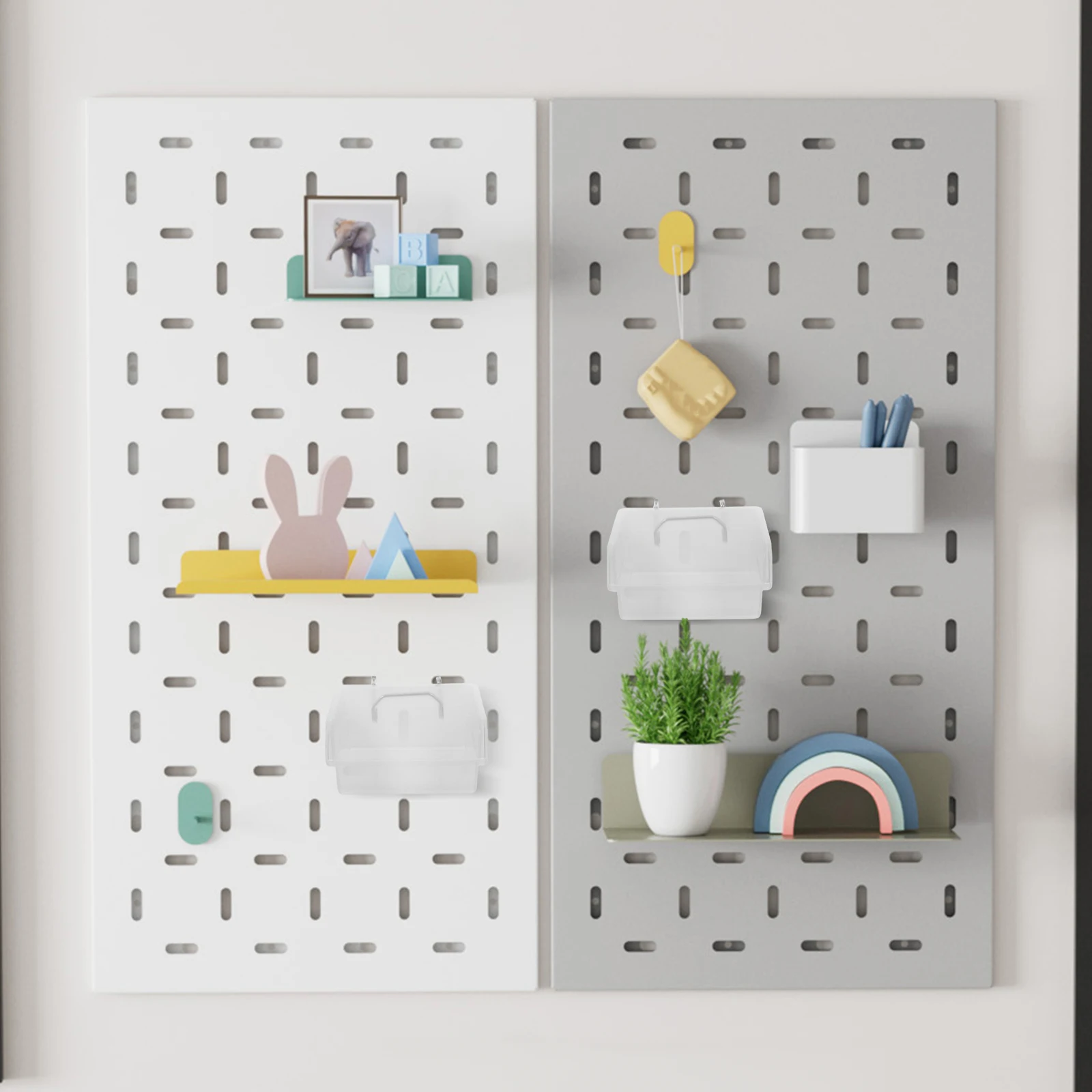 6pcs Pegboard Bins Thickened Transparent Storage Boxes Hooks Durable Construction Garage Workshop Organization Tool Box