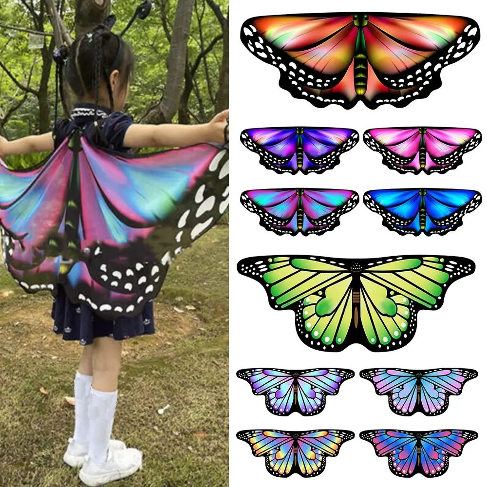 Kids Butterfly Wings Cape Girls Fairy Shawl Pixie Cloak Fancy Dress Costume Gift