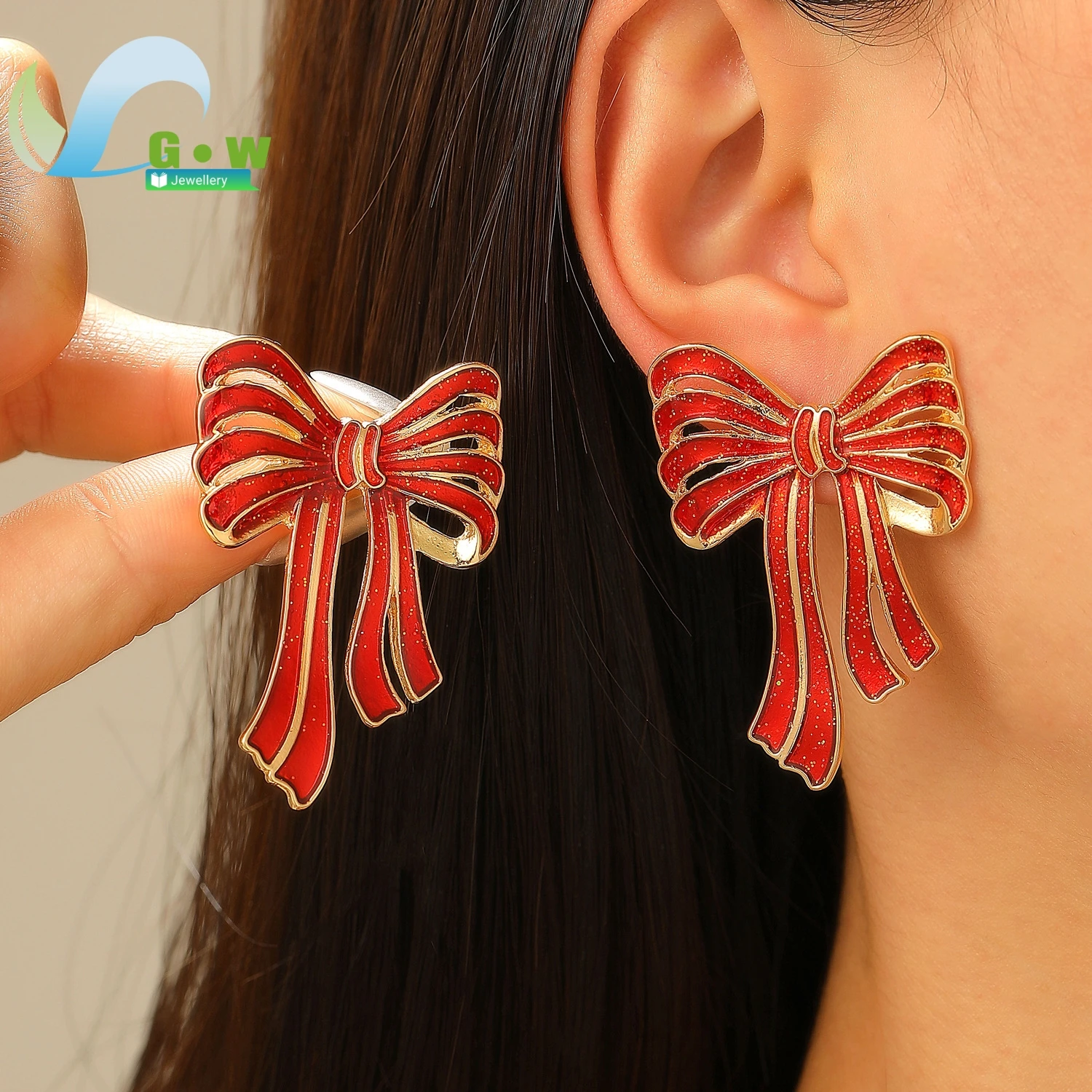 Christmas Bow Earri… - image