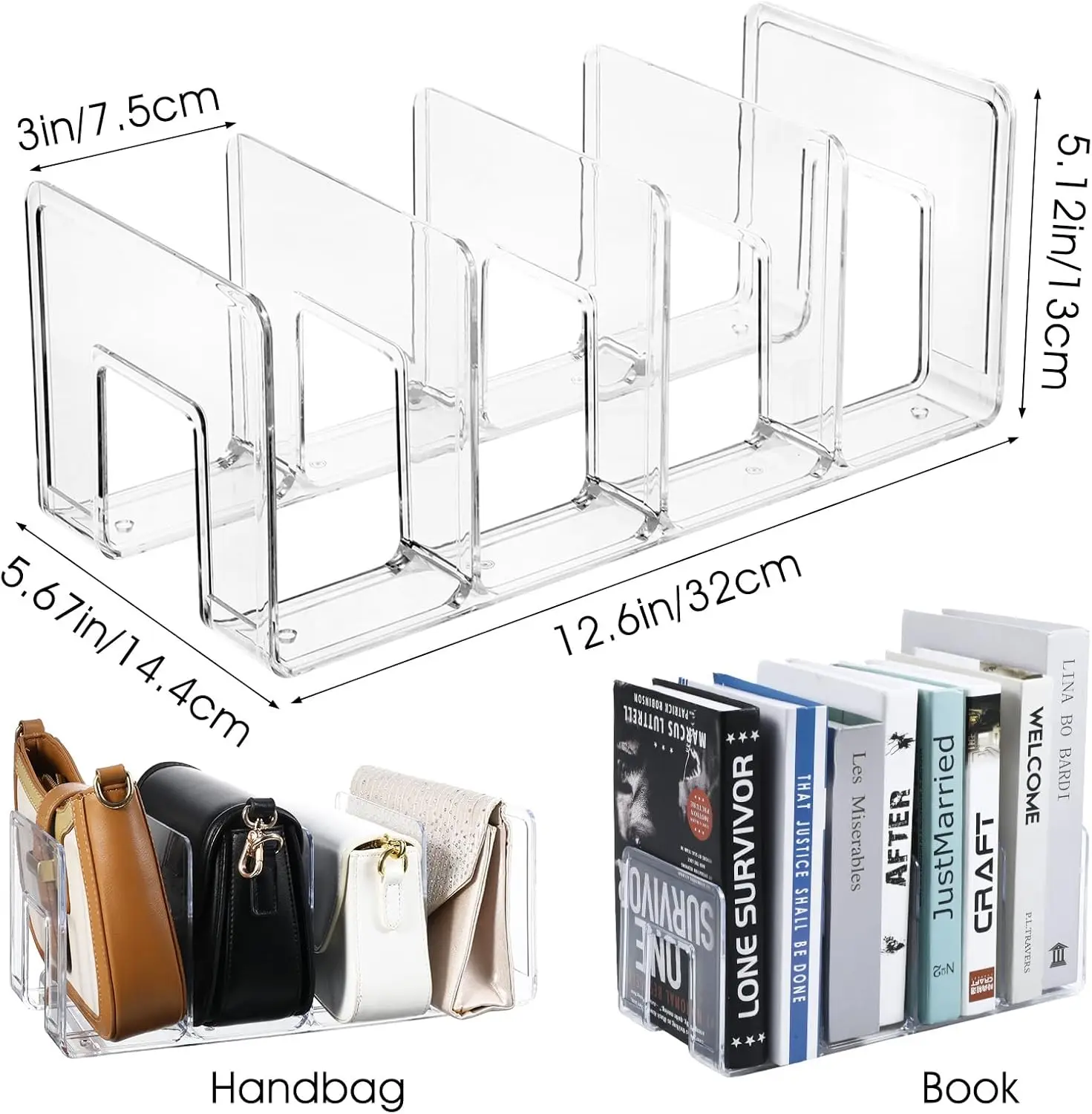 4pcs Acrylic File Organizer Acrylic File Holder Clear Files Sorter Purse Organizer Desk Files Organizers File Folder Organizers
