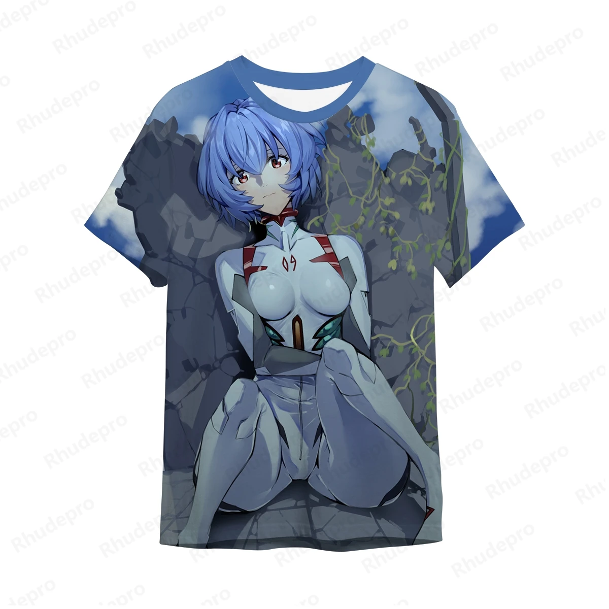 T-shirt masculina estampada, roupa Neon Genesis Evangelion, moda infantil, tendência Super Saiya, alta qualidade, 100 a 5XL, Y2K, 2024