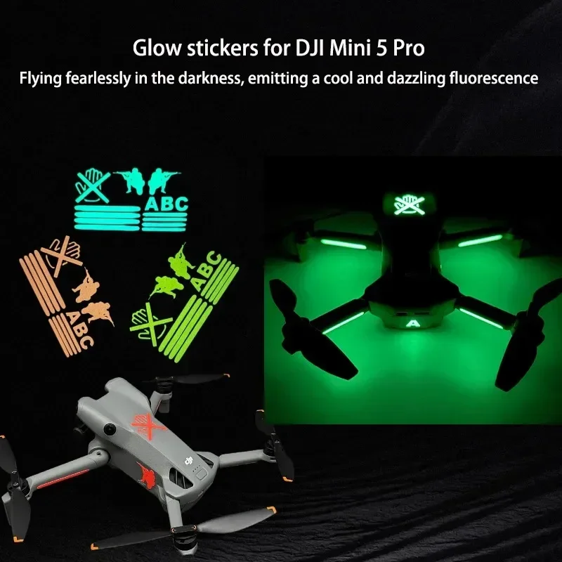 Self-Luminous Stickers for DJI Mini 5 Pro Creative Glow-in-the-Dark Stickers Night Flight Glow Stickers Drone Accessories