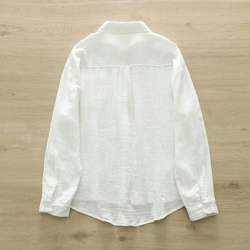 Cotton Shirts for Women Loose Blouses Long Sleeve Bottom Tops High Quality Korean Style Casual 4 Colors SY2340-056