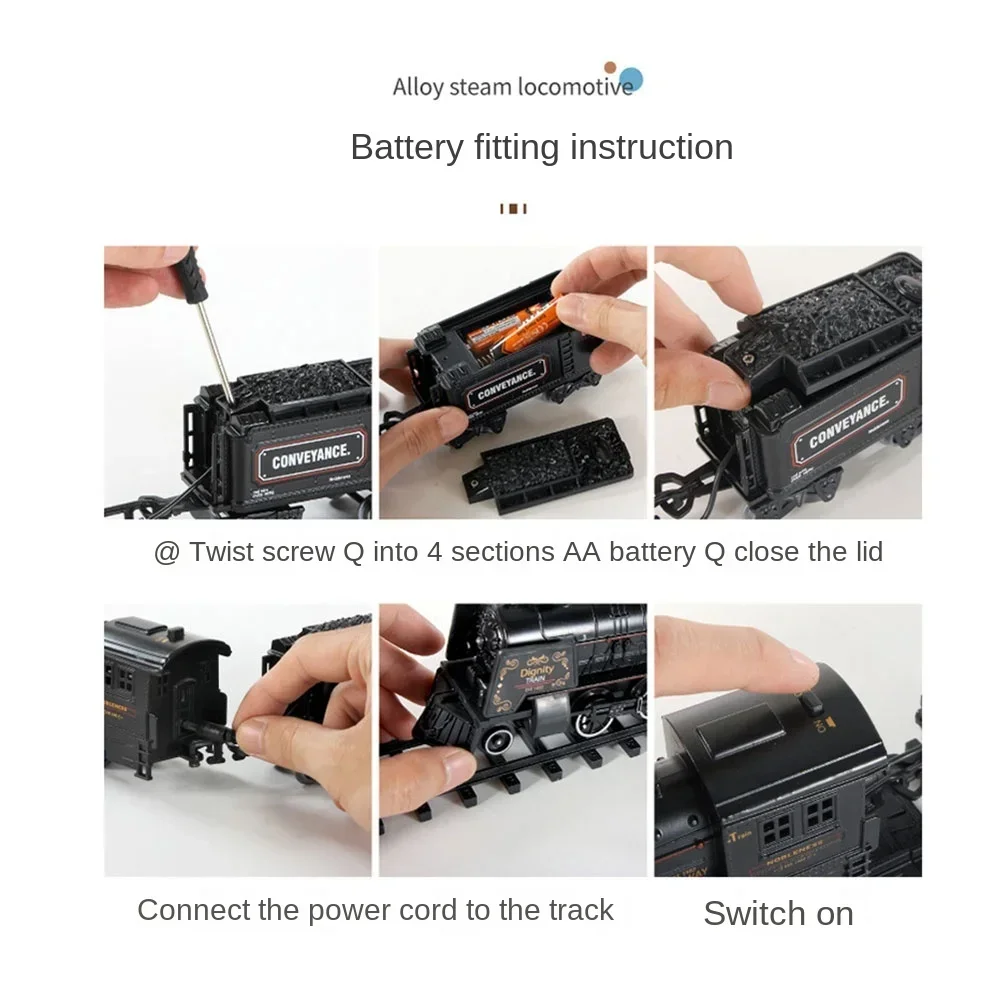 Simulação clássica trem elétrico brinquedos ferroviários frete água locomotiva a vapor playset adicionar fumaça de água menino brinquedo presente