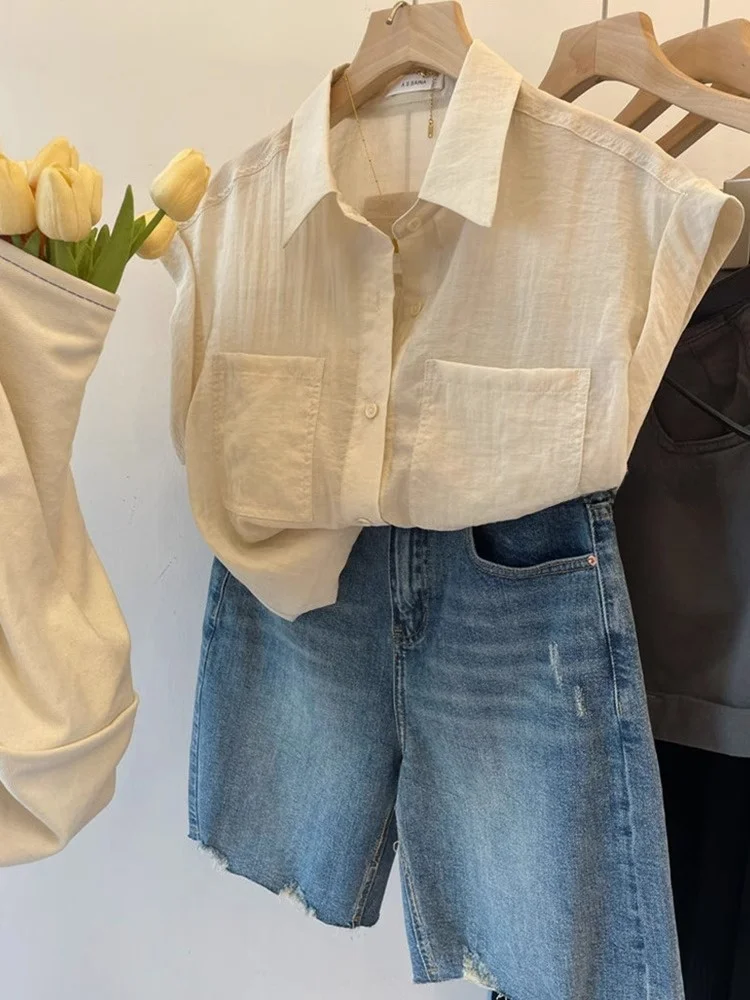 Donna Estate Faion Ne ort Sve Loose Fit irt Sli Dimagrante Versatile Top High-End Sensation Coreano Sle
