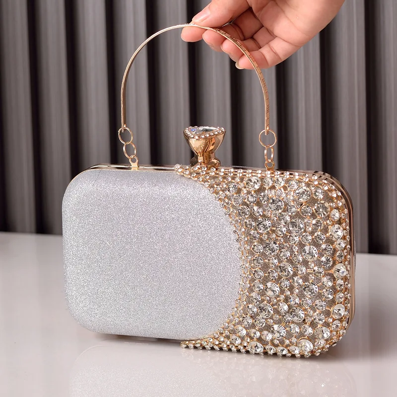 Hot Sale Diamond Evening Bag Black Temperament Dress Garment Bag Wedding Banquet Mother Clutch Cheongsam Evening Bag Cross-Borde