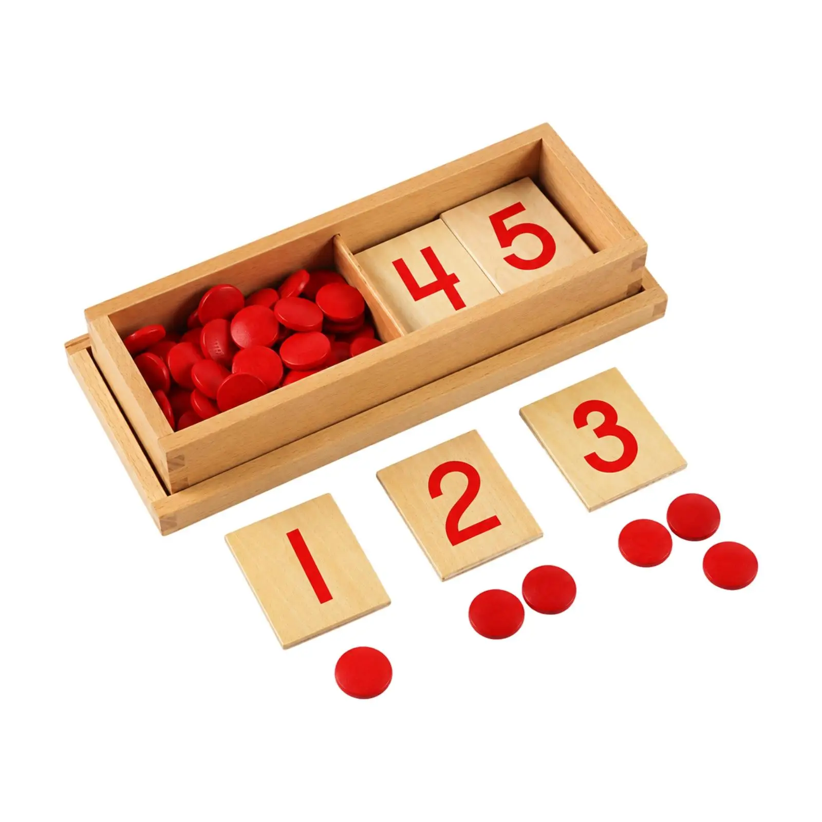 Hands-on Math Manipulative Hands-on Wooden Counting Set with Tray Number Recognition Learning Kit Tactile for Preschoolers