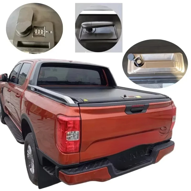

Aluminum alloy pickup truck bed cover, suitable Ranger, Raptor, Maverick, and other models. Lockable and waterproof.