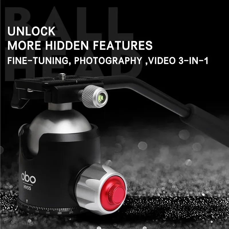New Big Ball Diameter 55 MM Damping Camera Tripod Ball Head Mount for Tripod