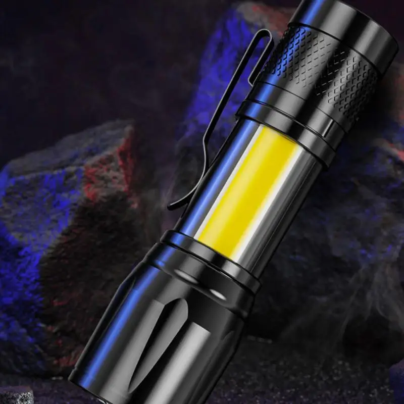 Mini Rechargeable LED Flashlight Use XPE COB Lamp Bead Double Light Source Flashlight For Adventure Camping Fishing Long Range