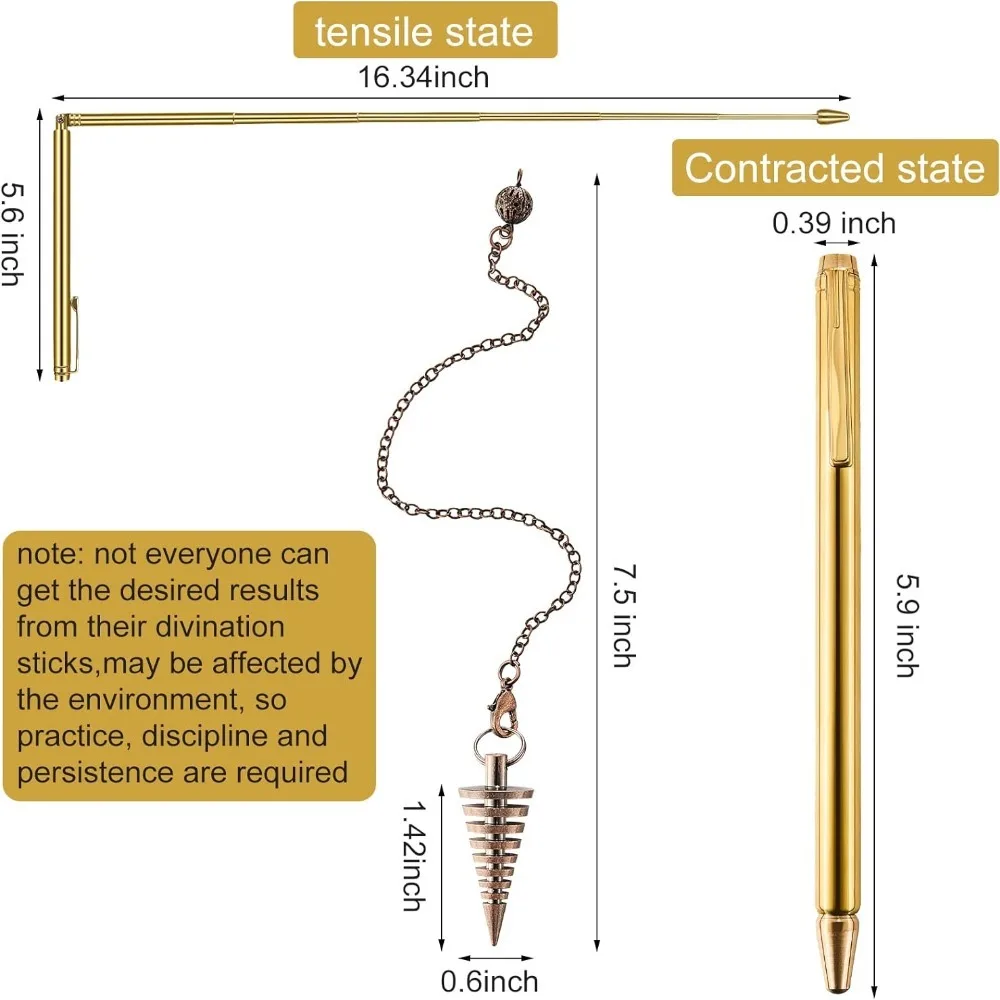 Hastes De Cobre Puro Dowsing, Detecção De Metal Rod, Equipamento De Caça Fantasma, Tesouro, 99,9%, 2Pcs