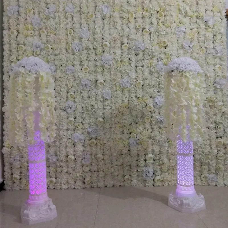 4PCS White Theme Wedding Decoration Roman Column Plastic Pillars Road Cited With Vase For Party Welcome Area Guide Props