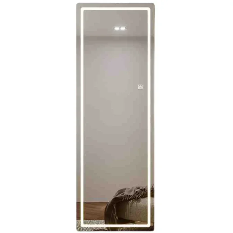 

Simple smart mirror with lamp frosted wall full-body mirror wall-mounted rounded led lamp home decorative