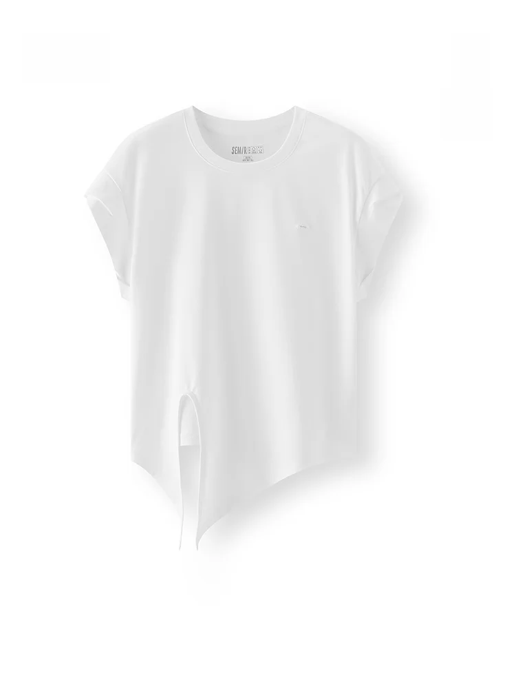 

Женская футболка Semir, летняя коллекция 2026, дизайнерская, универсальная, из 100% хлопка, с круглым вырезом, без рукавов, с узлом, повседневный топ