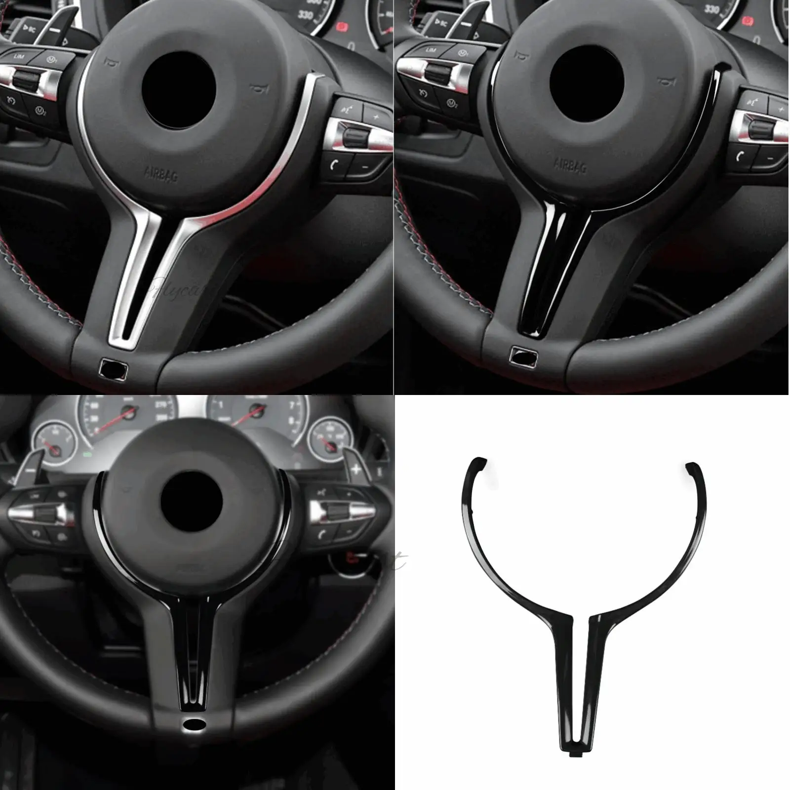 Black Steering wheel cover Inner Trim For BMW M2 F87 M3 F80 M4 F82 F12 X5M X6M