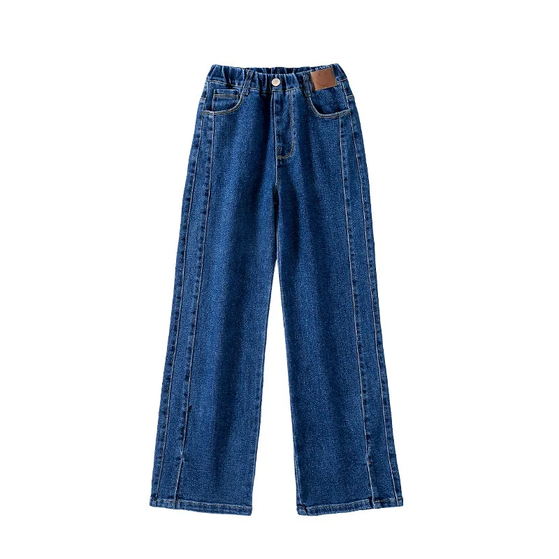 Girls Jeans New Spring/Autumn Fashion Kids Loose Trousers Big Children Casual Split Wide Leg Denim Pants 4 To12 Year