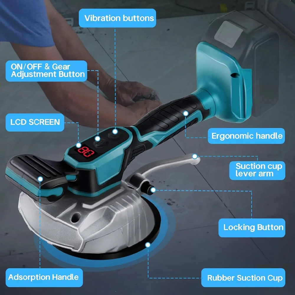 8 Speed Tile Laying Machine Tile Vibration Leveling Machine Cordless Tile Installation Tool for Makita 18V Battery