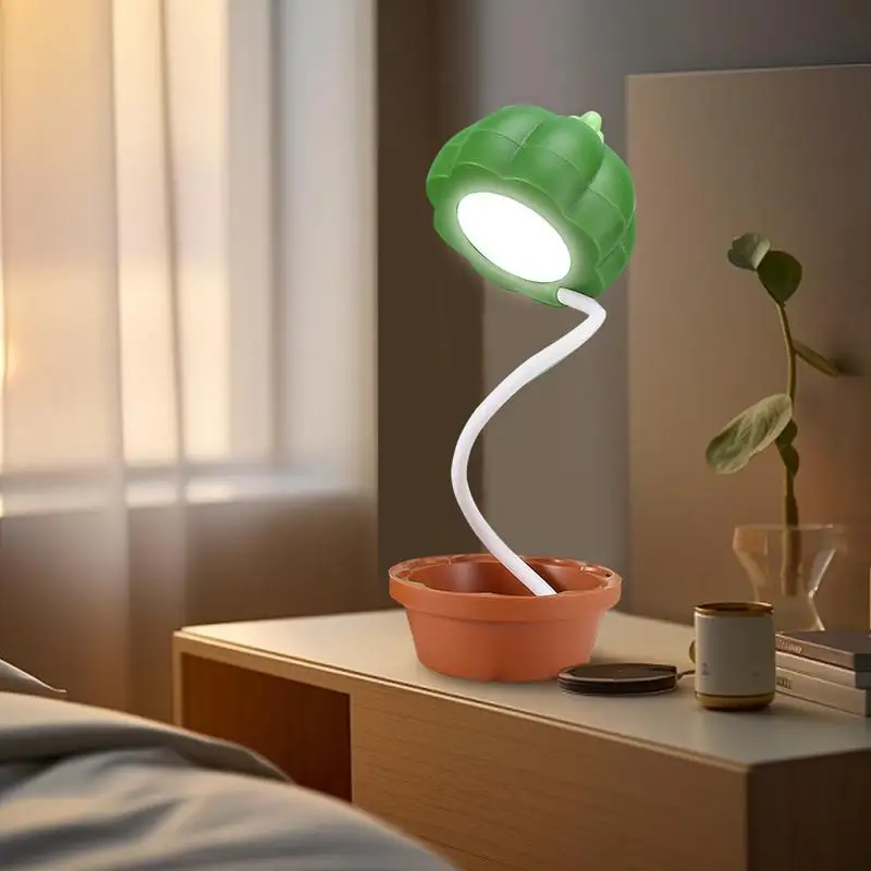 

Cactus Night Light Cute Room Decor Led Night Light Touch Dimming Desk Lamp Atmosphere Light Adjustable Neck Cartoon Cactus Led