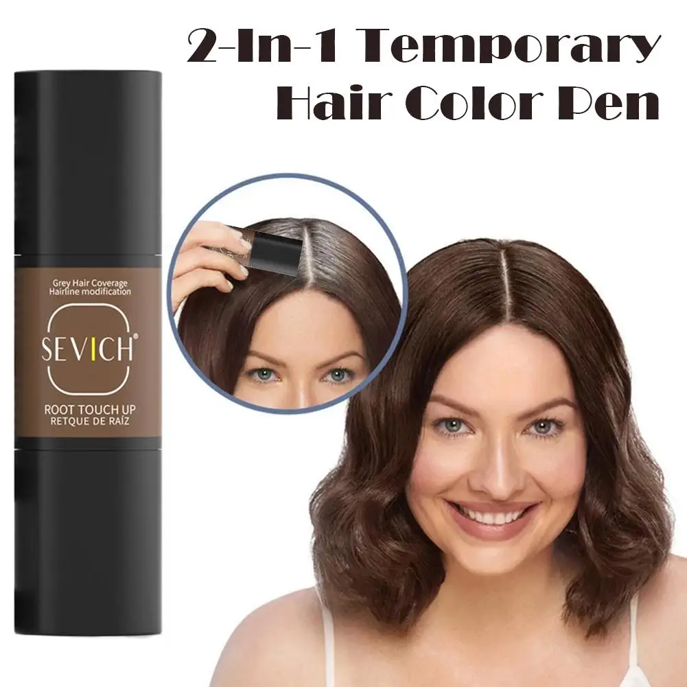 

Временная краска для волос 2-в-1 с кистью, быстрое покрытие для белых и серов, водонепроницаемая палочка для ретуширования корней, линия волос, скрыть D2R0