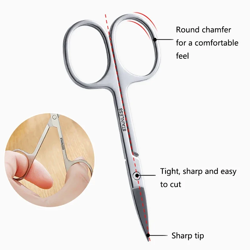 1Pc Stainless Steel Nose Hair Scissors Professional Nail Eyebrow Eyelash Cuticle Scissor Hair Removal Tool Women Beauty Tools