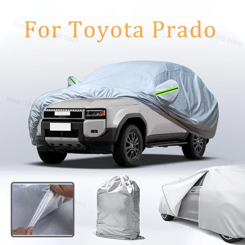 

Для Toyota Prado автомобильный чехол дверная молния полная внешняя черная серебристая автомобильная крышка солнцезащитный козырек пылезащитный солнцезащитный крем светоотражающие полосы