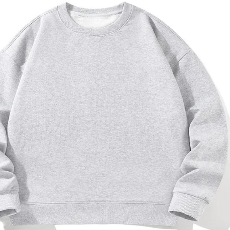 سترة بغطاء للرأس بلون سادة برقبة دائرية للربيع والخريف والشتاء للرجال والنساء مع قلنسوة مخملية، تي شيرت بأكمام طويلة، علامة تجارية عصرية،