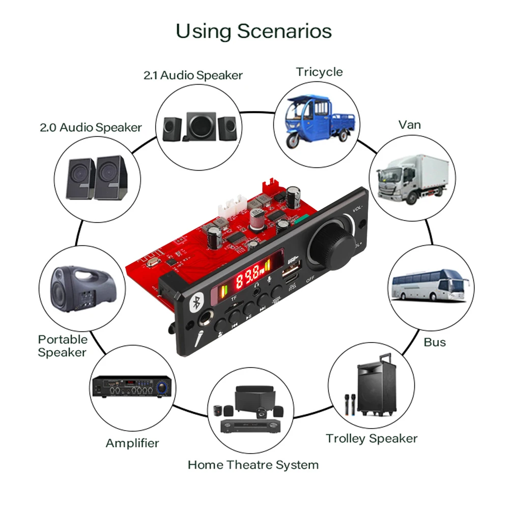 Płytka dekodera KEBIDU 160W Bluetooth MP3 WMA DIY Zestaw do samodzielnego montażu, samochodowy odtwarzacz MP3 z mikrofonem, radio, bezprzewodowy odtwarzacz muzyczny do głośników — zdjęcie produktu 5