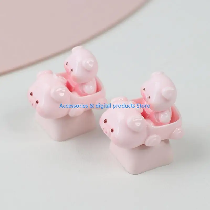 77JD Themed Resin Keycaps With Piggy Designs For Personalizing Mechanical Keyboards