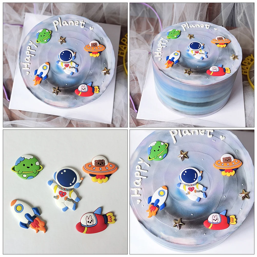 

15Pcs Birthday Cake Decor Astronaut Design Outer Space Theme Premium Cake Adornment for Party Wedding Event Vivid Scene